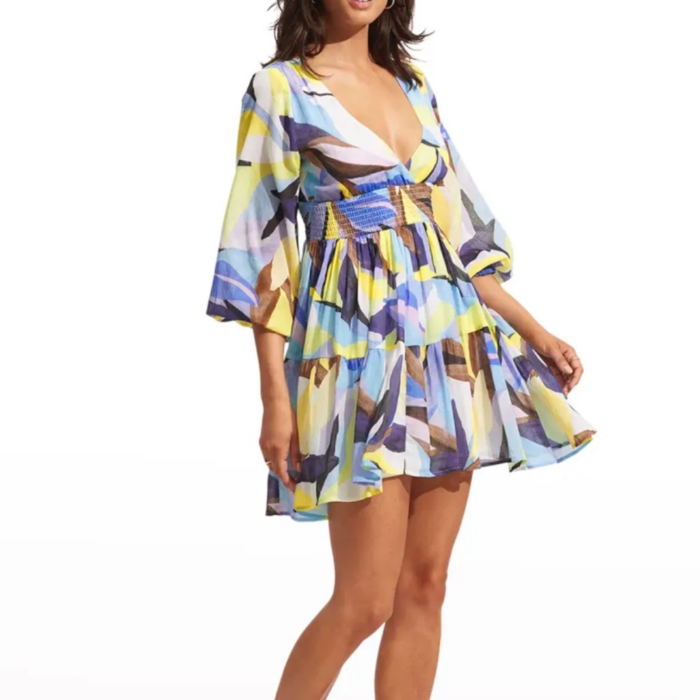 Seafolly "Tropfest" Tiered Mini Dress Size L
